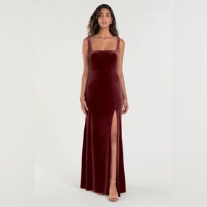 Jenny Yoo Mara Dark Berry Velvet Bridesmaid Dress